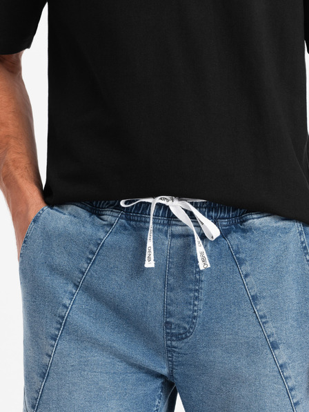Ombre Clothing Herren Jeans-Trainingshose mit asymmetrischen Nähten blau Ombre Clothing