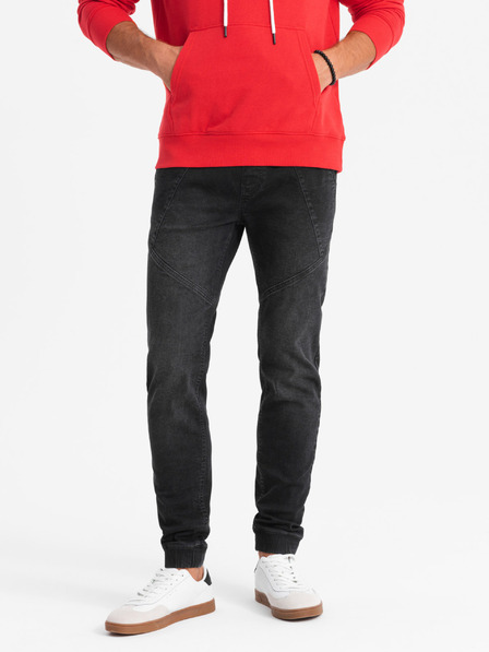 Ombre Clothing Herren-Jeans-Trainingshose mit asymmetrischen Nähten schwarz Ombre Clothing