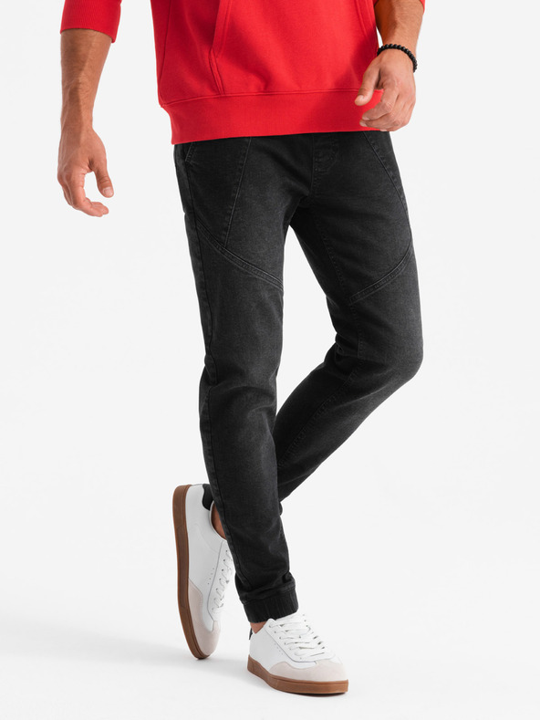 Ombre Clothing Herren-Jeans-Trainingshose mit asymmetrischen Nähten schwarz Ombre Clothing