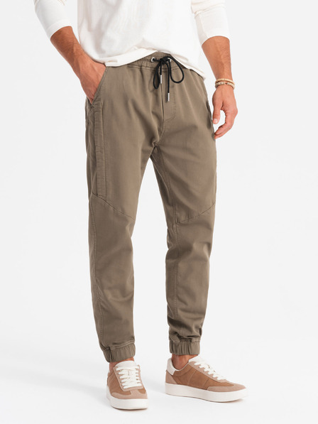 Ombre Clothing Herren Strick-Sweatpants mit Bundfalten dunkelbraun Ombre Clothing