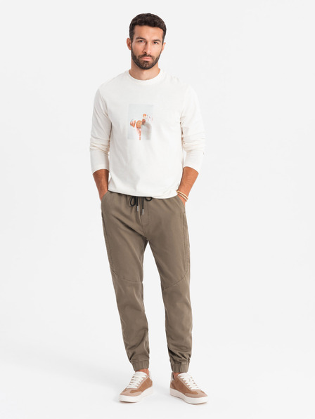Ombre Clothing Herren Strick-Sweatpants mit Bundfalten dunkelbraun Ombre Clothing