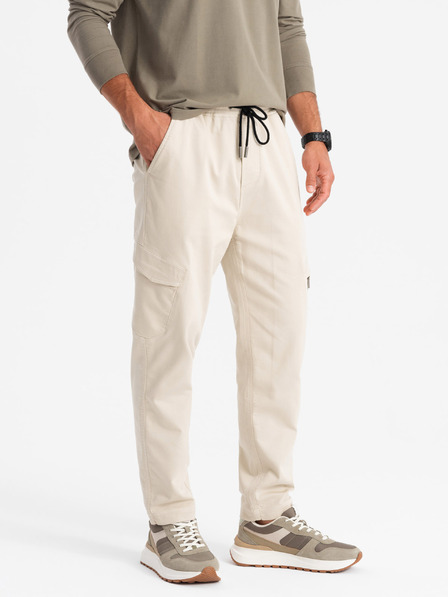 Ombre Clothing Herren Strick-Sweatpants mit Cargotaschen creme Ombre Clothing