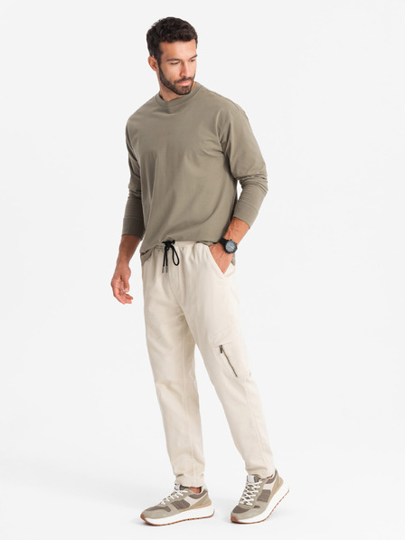 Ombre Clothing Herren Strick-Sweatpants mit Cargotaschen creme Ombre Clothing