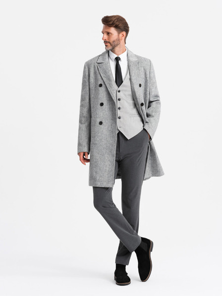 Ombre Clothing Eleganter Herren-Doppelreihermantel grau Ombre Clothing