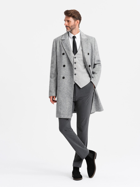 Ombre Clothing Eleganter Herren-Doppelreihermantel grau Ombre Clothing