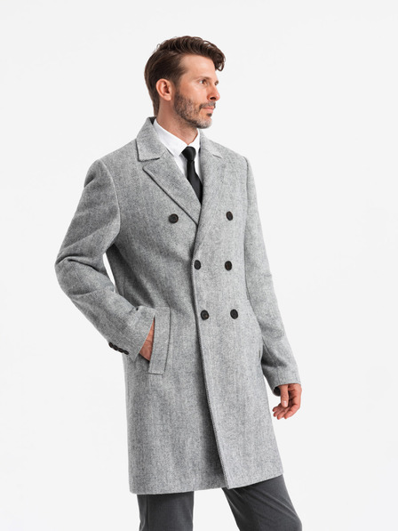 Ombre Clothing Eleganter Herren-Doppelreihermantel grau Ombre Clothing