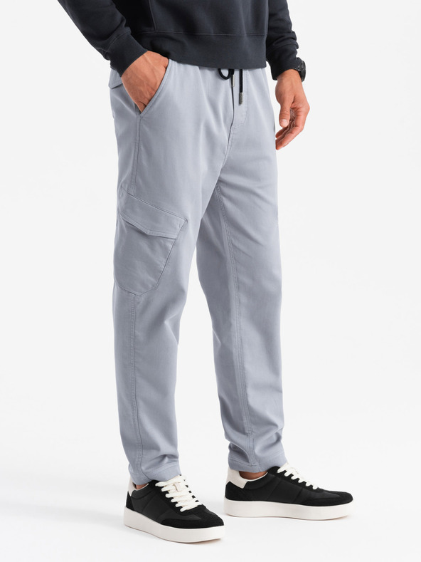 Ombre Clothing Herren Strick-Sweatpants mit Cargotaschen hellgrau Ombre Clothing