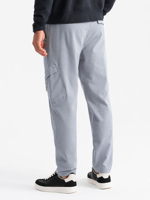 Ombre Clothing Herren Strick-Sweatpants mit Cargotaschen hellgrau Ombre Clothing