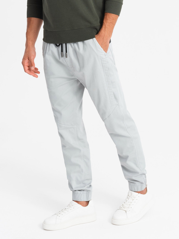 Ombre Clothing Herren Strick-Sweatpants mit Bundfalten hellgrau Ombre Clothing