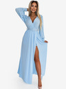 numoco FIORELLA Langes Kleid mit breitem Gürtel und Ausschnitt - hellblau Numoco