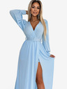 numoco FIORELLA Langes Kleid mit breitem Gürtel und Ausschnitt - hellblau Numoco