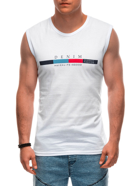 Edoti EDOTI Bedrucktes Tanktop für Herren, weiß