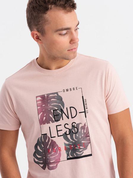 Edoti EDOTI Herren-T-Shirt mit Aufdruck, hellrosa