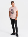 Edoti EDOTI Herren-T-Shirt mit Aufdruck, hellrosa