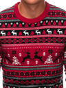 Edoti Herren-Weihnachtspulli mit Norwegermuster rot EDOTI