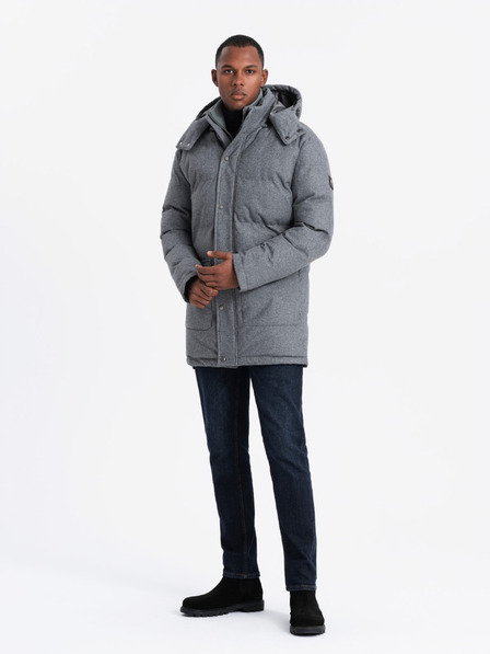 Ombre Clothing Herren lange warme Parka-Jacke mit Wolle Ombre Kleidung