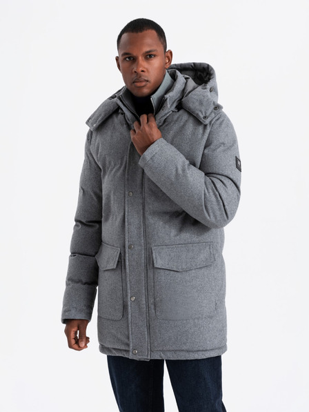 Ombre Clothing Herren lange warme Parka-Jacke mit Wolle Ombre Kleidung