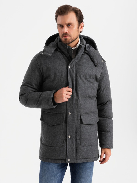 Ombre Clothing Herren lange warme Parka-Jacke mit Wolle Ombre Kleidung