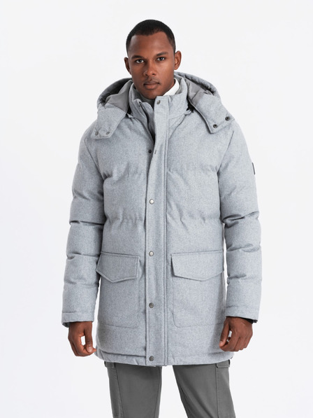Ombre Clothing Herren lange warme Parka-Jacke mit Wolle Ombre Kleidung