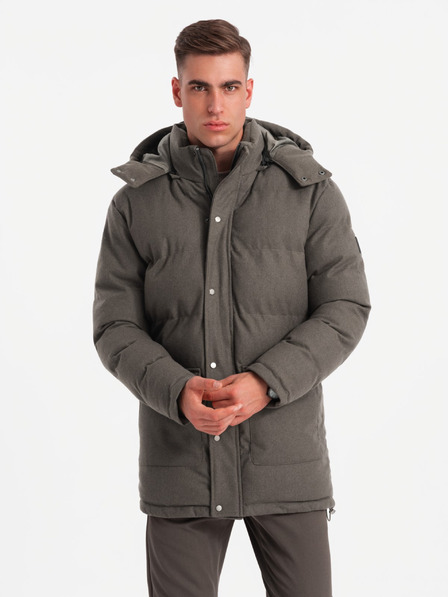 Ombre Clothing Herren lange warme Parka-Jacke mit Wolle Ombre Kleidung