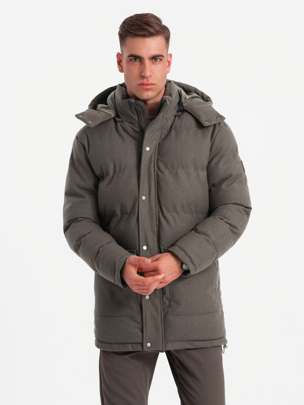 Ombre Clothing Herren lange warme Parka-Jacke mit Wolle Ombre Kleidung