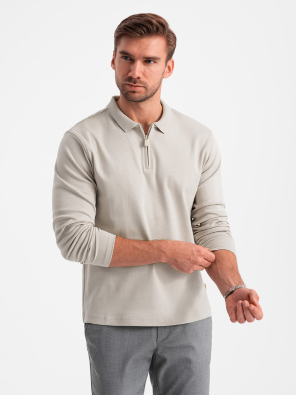 Ombre Clothing Herren Langarm-Poloshirt Ombre Kleidung