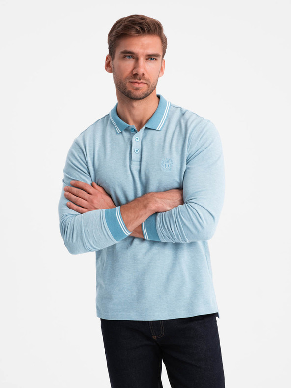 Ombre Clothing Herren Langarm-Poloshirt Ombre Kleidung