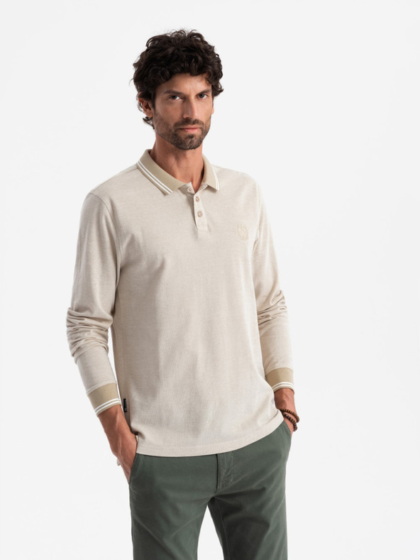 Ombre Clothing Herren Langarm-Poloshirt Ombre Kleidung