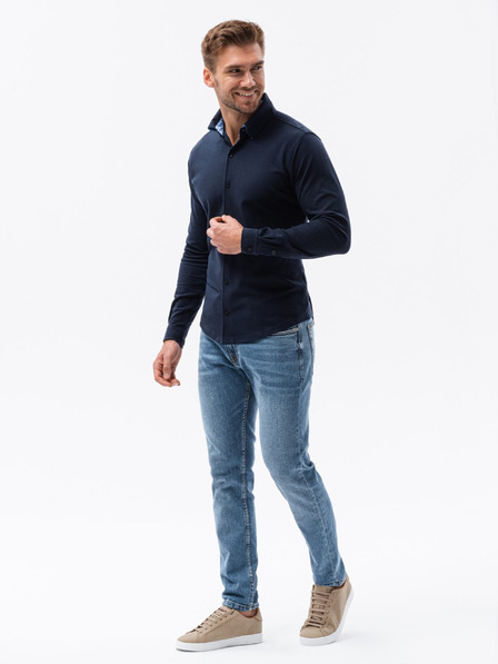 Ombre Clothing Herren Strickhemd mit schmalen Ärmeln Ombre Kleidung