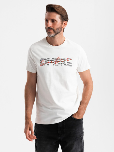Ombre Clothing Herren-T-Shirt aus Baumwolle mit zarter Stickerei Ombre Clothing