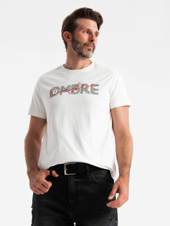 Ombre Clothing Herren-T-Shirt aus Baumwolle mit zarter Stickerei Ombre Clothing