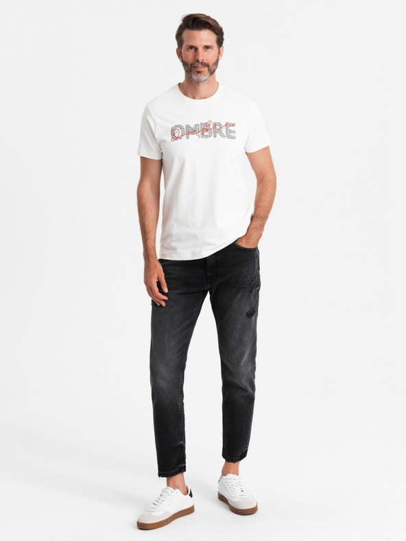 Ombre Clothing Herren-T-Shirt aus Baumwolle mit zarter Stickerei Ombre Clothing