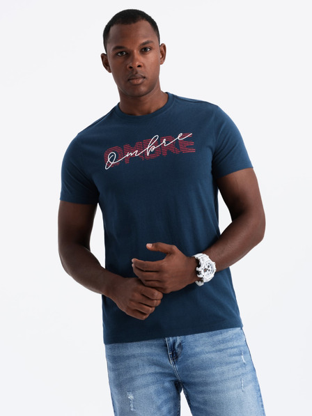 Ombre Clothing Herren-T-Shirt aus Baumwolle mit zarter Stickerei Ombre Clothing