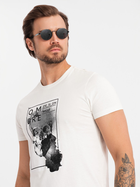 Ombre Clothing Herren-T-Shirt aus Baumwolle mit zarter Stickerei Ombre Clothing