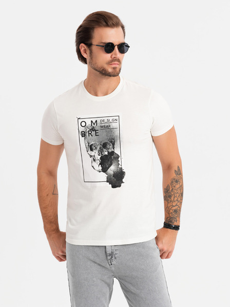 Ombre Clothing Herren-T-Shirt aus Baumwolle mit zarter Stickerei Ombre Clothing