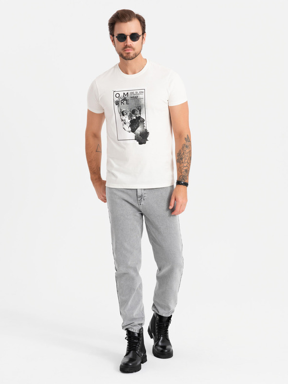 Ombre Clothing Herren-T-Shirt aus Baumwolle mit zarter Stickerei Ombre Clothing