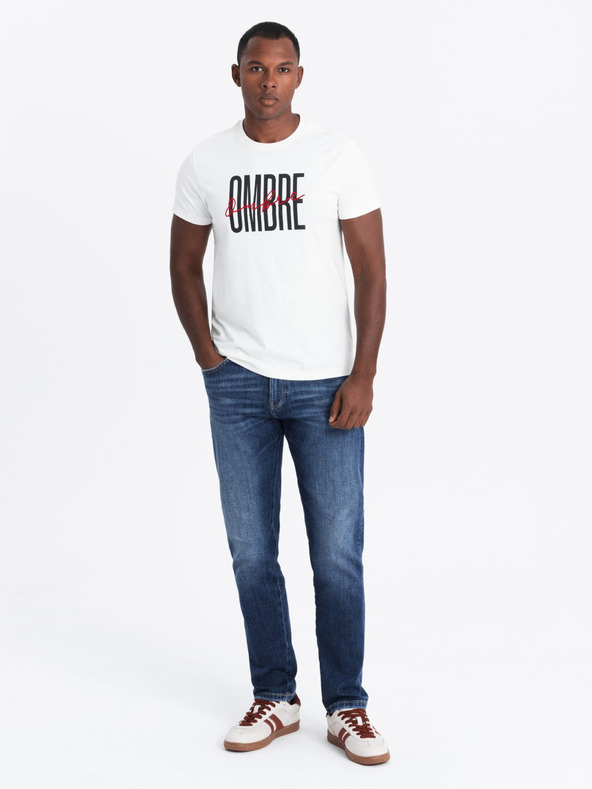 Ombre Clothing Herren-T-Shirt aus Baumwolle mit zarter Stickerei Ombre Clothing