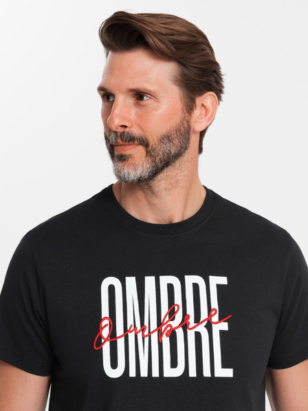 Ombre Clothing Herren-T-Shirt aus Baumwolle mit zarter Stickerei Ombre Clothing