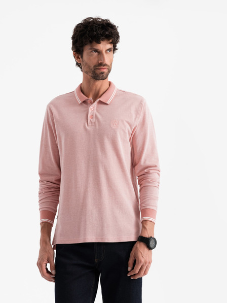 Ombre Clothing Langärmeliges besticktes Herren-Poloshirt Ombre Clothing