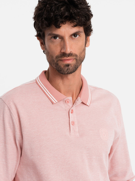 Ombre Clothing Langärmeliges besticktes Herren-Poloshirt Ombre Clothing