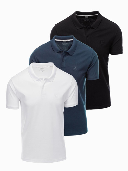 Ombre Clothing Herren Baumwoll-Poloshirt BASIC - schwarz/dunkelblau/weiß V1 OM-POBS-0133 Ombre Clothing