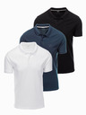 Ombre Clothing Herren Baumwoll-Poloshirt BASIC - schwarz/dunkelblau/weiß V1 OM-POBS-0133 Ombre Clothing