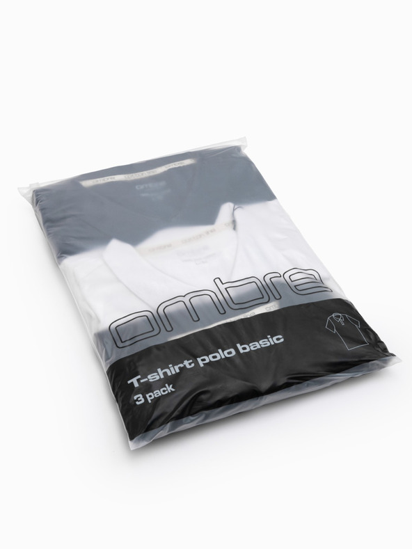 Ombre Clothing Herren Baumwoll-Poloshirt BASIC - schwarz/dunkelblau/weiß V1 OM-POBS-0133 Ombre Clothing