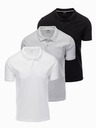 Ombre Clothing Herren Baumwoll-Poloshirt BASIC - Schwarz/Melange Grau/Weiß V2 OM-POBS-0133 Ombre Clothing