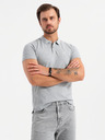 Ombre Clothing Herren Baumwoll-Poloshirt BASIC - Schwarz/Melange Grau/Weiß V2 OM-POBS-0133 Ombre Clothing