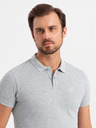 Ombre Clothing Herren Baumwoll-Poloshirt BASIC - Schwarz/Melange Grau/Weiß V2 OM-POBS-0133 Ombre Clothing