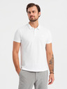 Ombre Clothing Herren Baumwoll-Poloshirt BASIC - Schwarz/Melange Grau/Weiß V2 OM-POBS-0133 Ombre Clothing