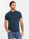 Ombre Clothing Herren Baumwoll-Poloshirt BASIC - Dunkelblau/Weiß/Rot V3 OM-POBS-0133 Ombre Clothing