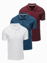 Ombre Clothing Herren-Poloshirt aus Baumwolle BASIC - weiß/burgund/dunkelblau V4 OM-POBS-0133 Ombre Clothing