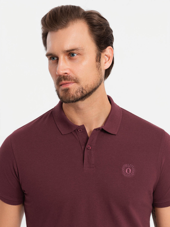 Ombre Clothing Herren-Poloshirt aus Baumwolle BASIC - weiß/burgund/dunkelblau V4 OM-POBS-0133 Ombre Clothing